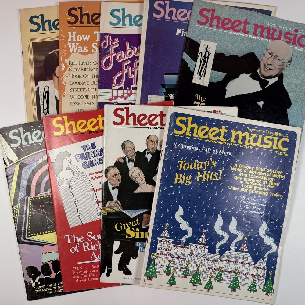 Sheet Music Magazine 1988 Complete Year 9 Issues Vocal Piano Guitar Vintage